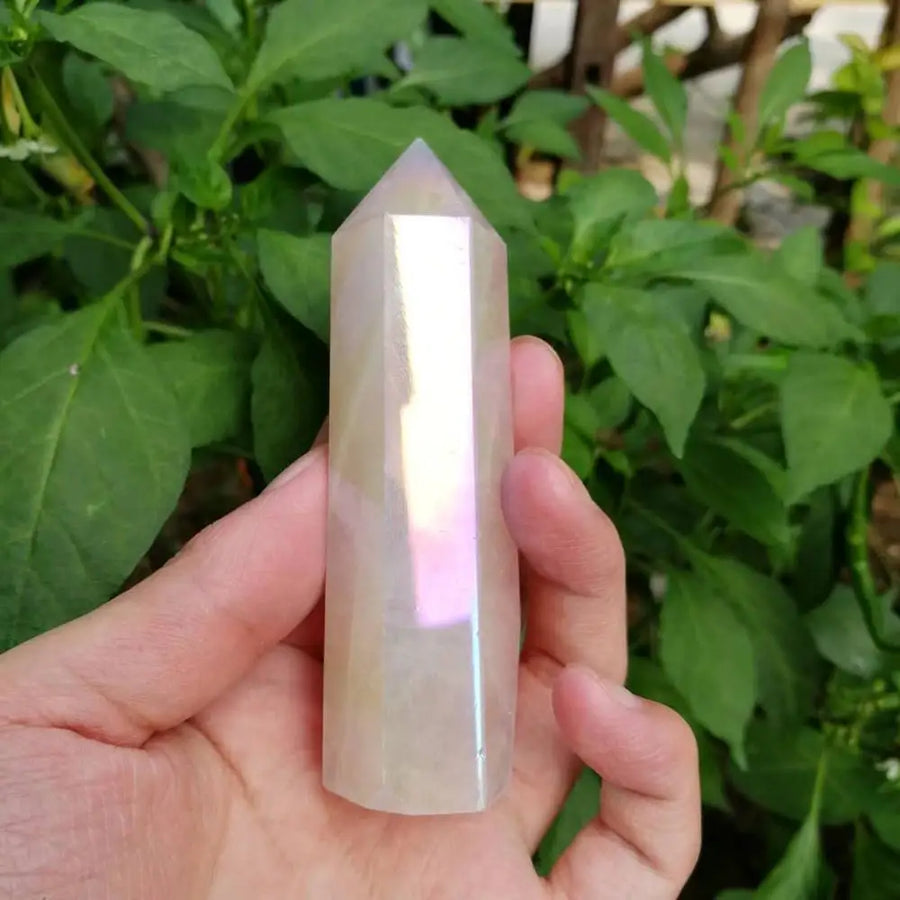 Natural Aura Rose Quartz Tower