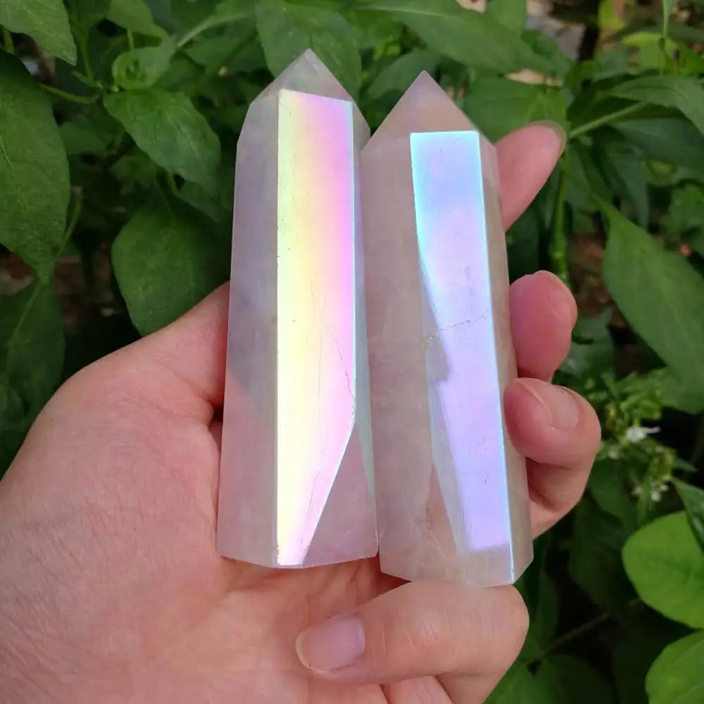 Natural Aura Rose Quartz Tower