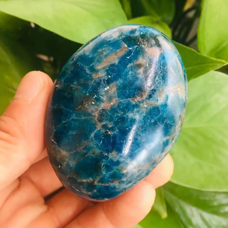 Natural Blue Apatite Palm Stone