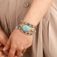 Boho Natural Stone Amazonite Beaded Bracelet