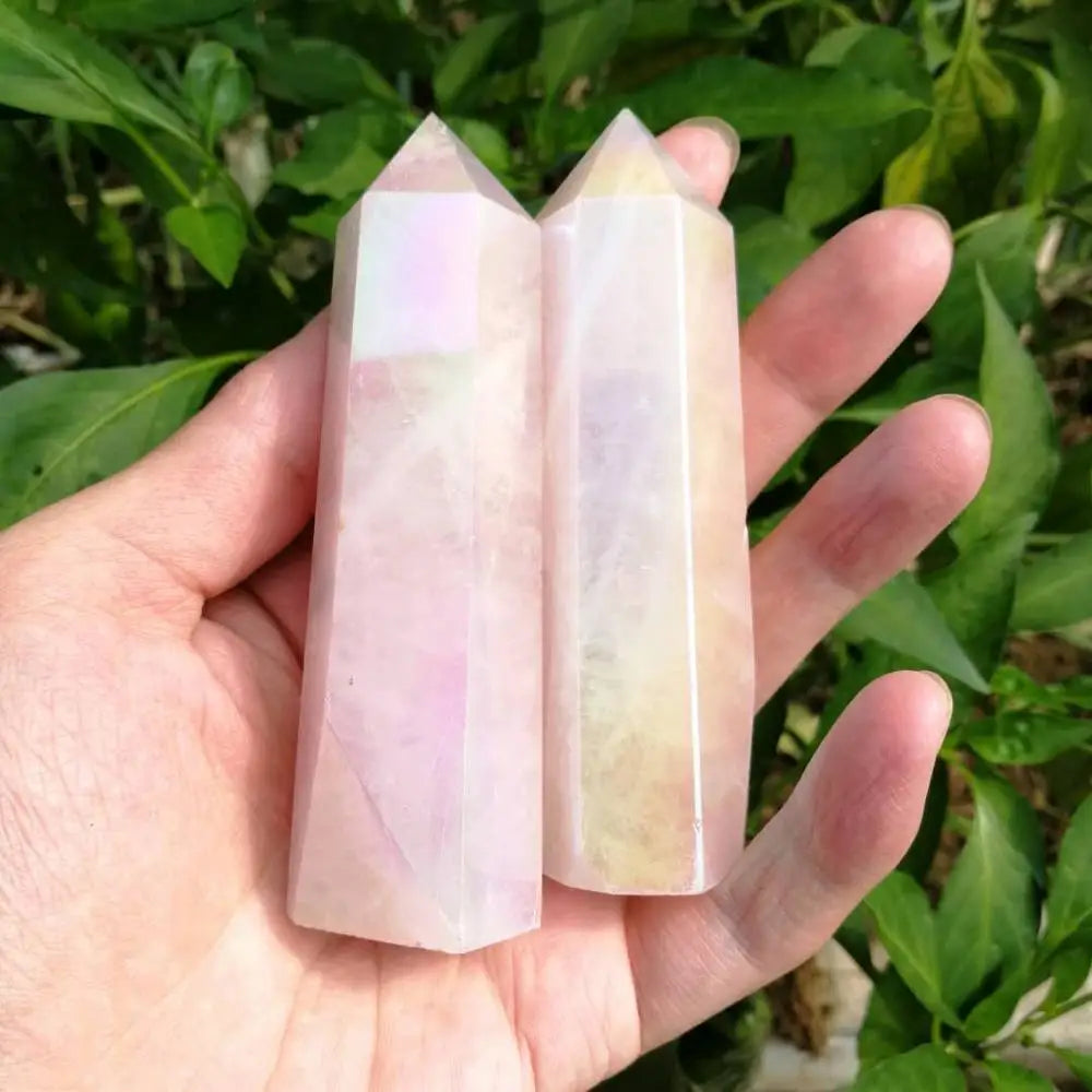 Natural Aura Rose Quartz Tower