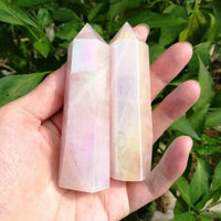 Natural Aura Rose Quartz Tower