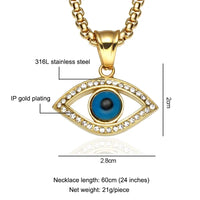 Stainless Steel Turkish Evil Eye San Benito Pendant Necklace