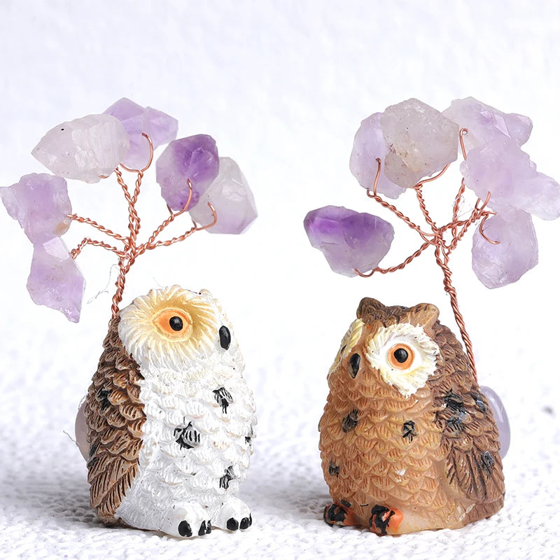 Natural Amethyst Owl Decor