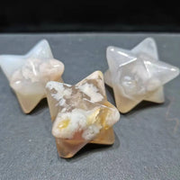 Natural Flower Agate Merkaba Star