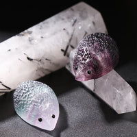 Natural Rainbow Fluorite Hedgehog Carving