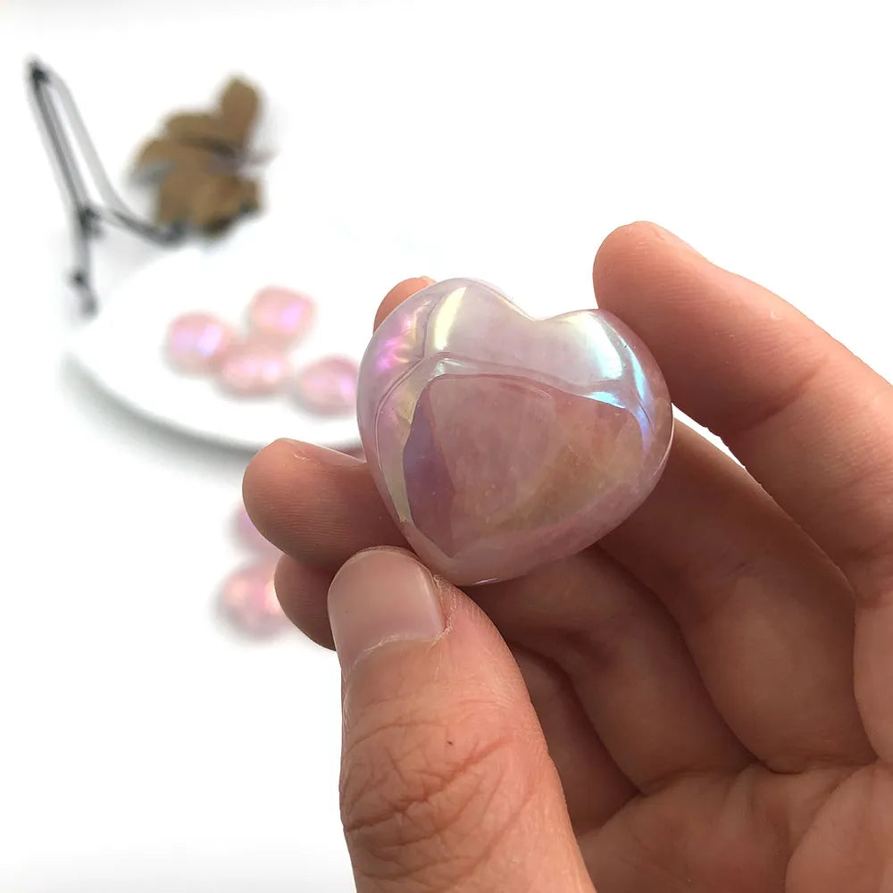 Natural Aura Rose Quartz Heart