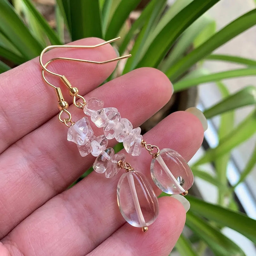 Reiki Natural Crystal Drop Earrings