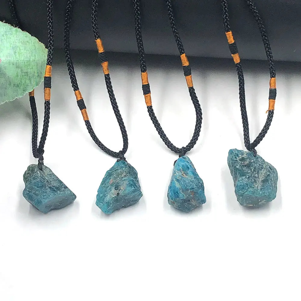 Natural Raw Blue Apatite Necklace