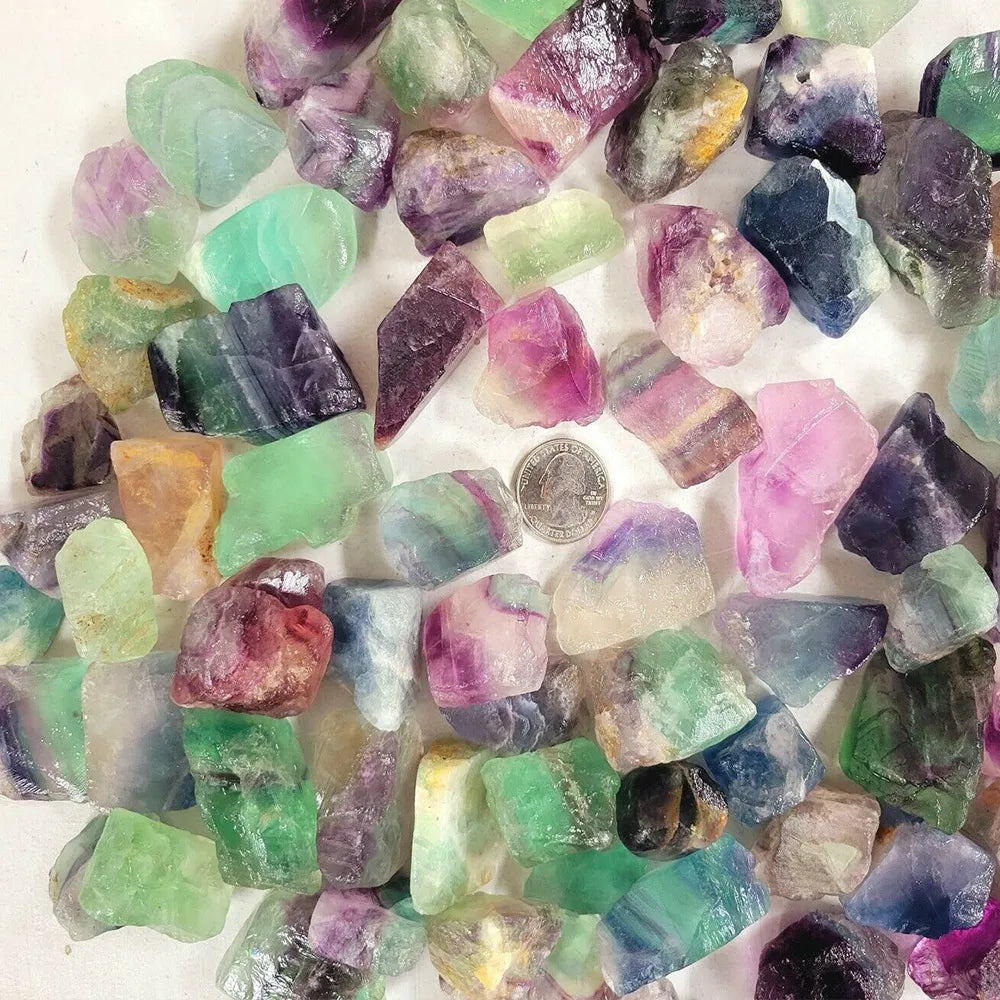 Natural Rainbow Fluorite Raw Stone