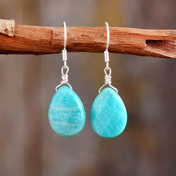 Unique Teardrop Amazonite Elegant Earrings