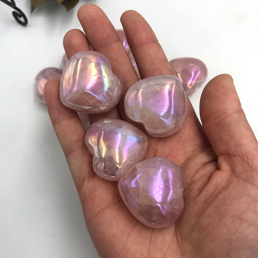 Natural Aura Rose Quartz Heart