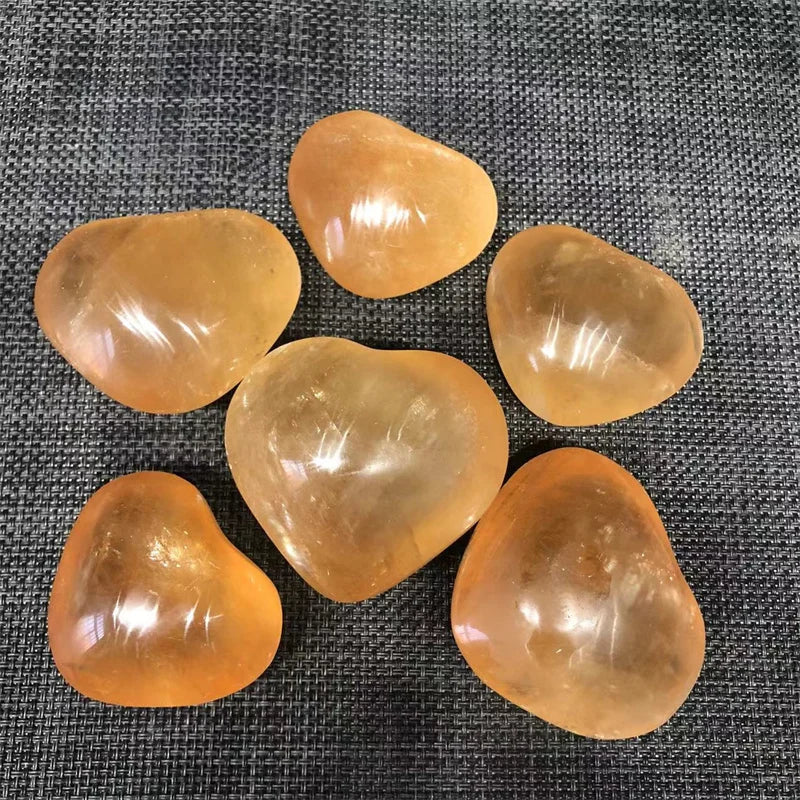 Natural Yellow Calcite Heart Carving