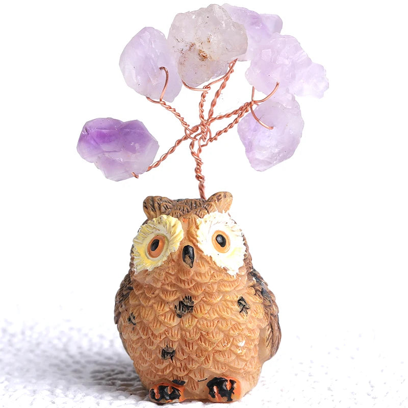 Natural Amethyst Owl Decor