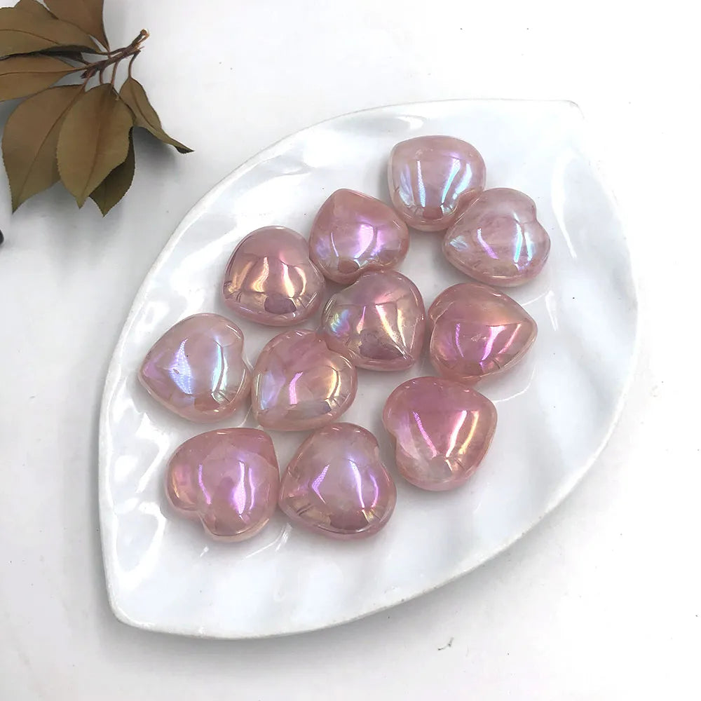 Natural Aura Rose Quartz Heart