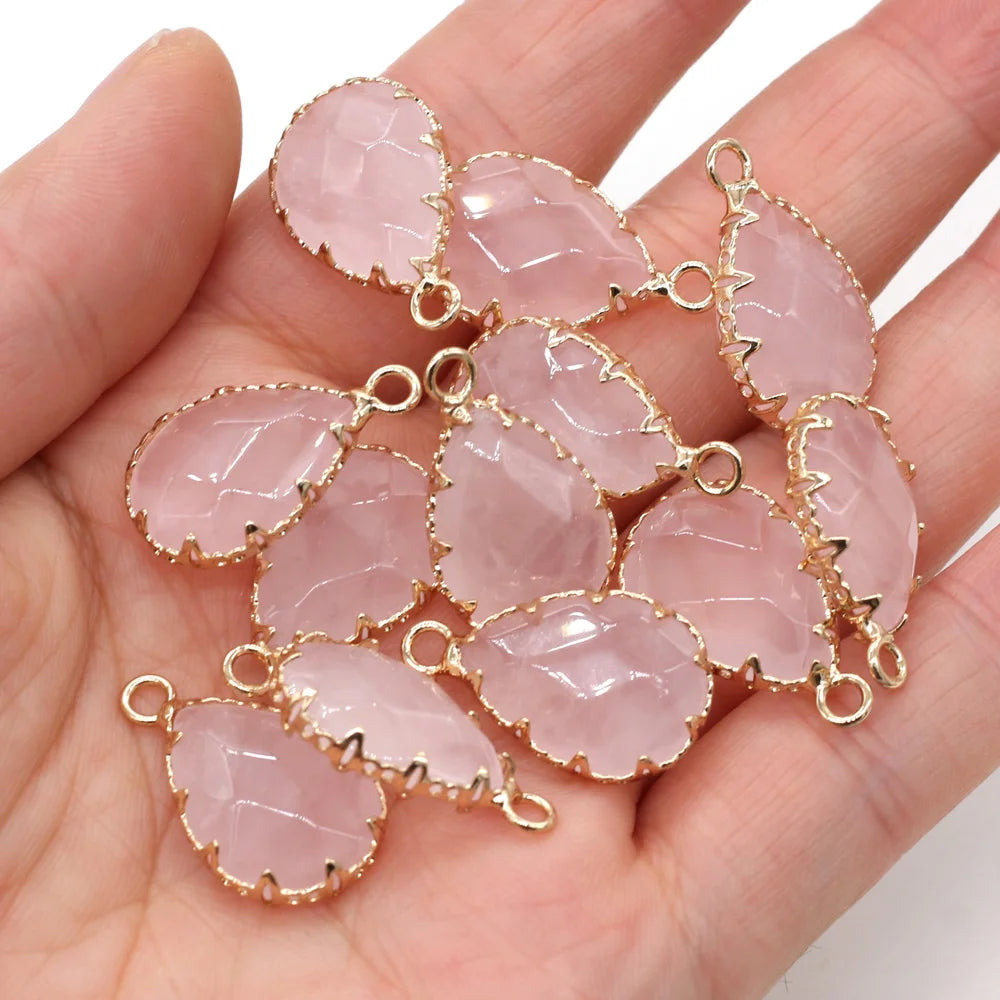 Natural Crystal Rose Quartz Charm Pendant