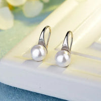 Pure 925 Sterling Silver Earrings Drop Natural Freshwater Pearl