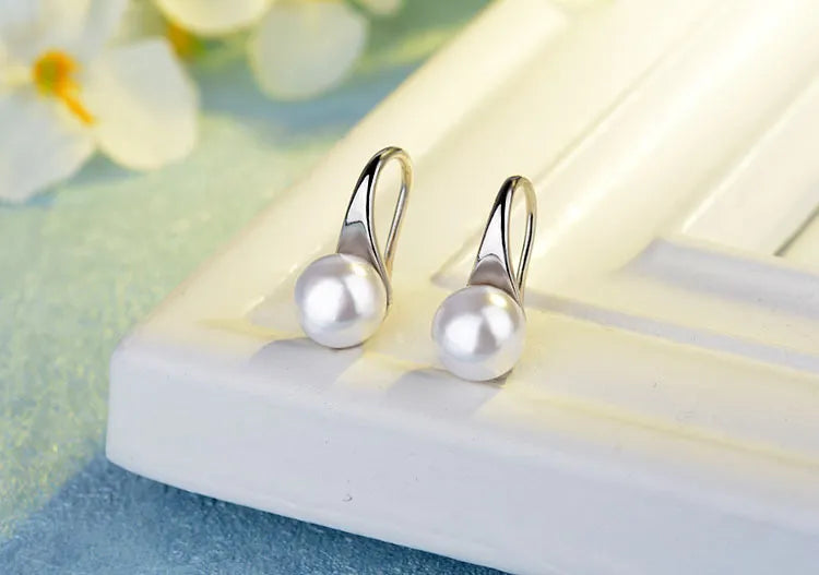 Pure 925 Sterling Silver Earrings Drop Natural Freshwater Pearl