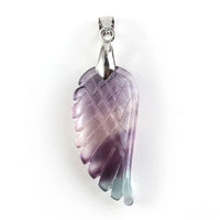 Sterling Silver Angel Wing Fluorite Stone Pendant Charm