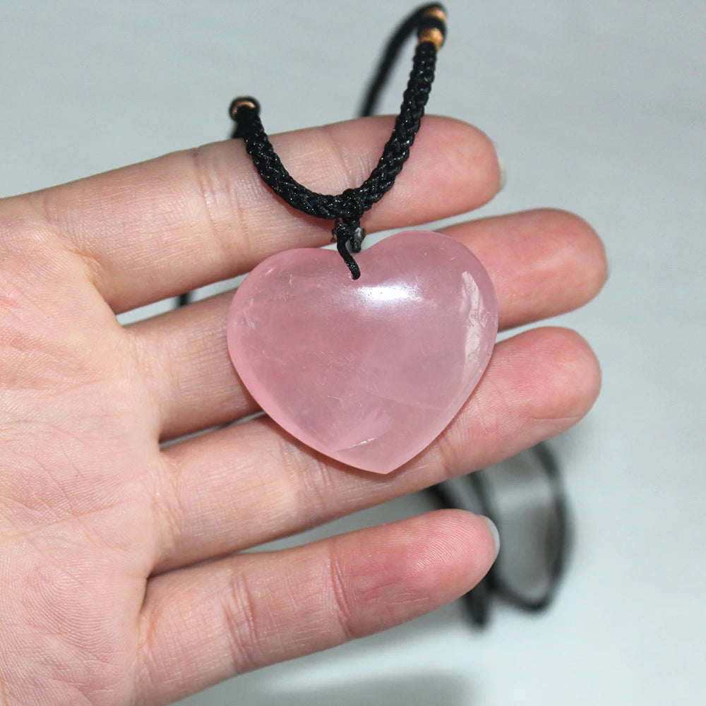 Natural Rose Quartz Heart Necklace