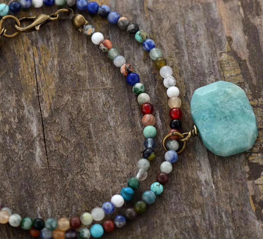 Handmade Natural Stone Amazonite Choker Necklace