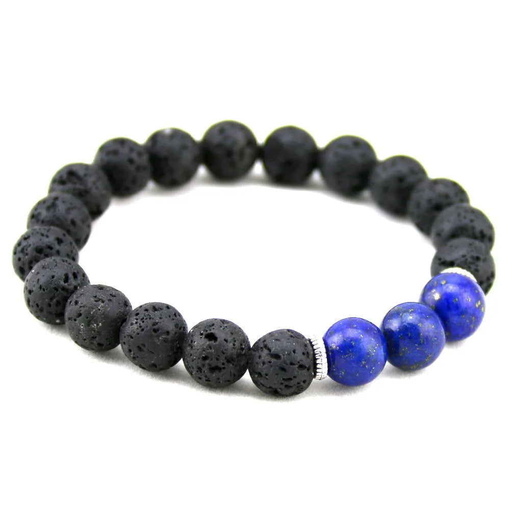 Handmade Lapis Lazuli with Lava Bracelet