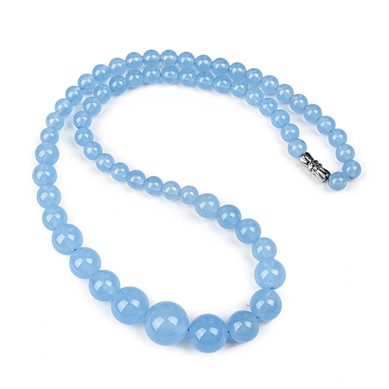 Mixed Size Aquamarine Bead Necklace