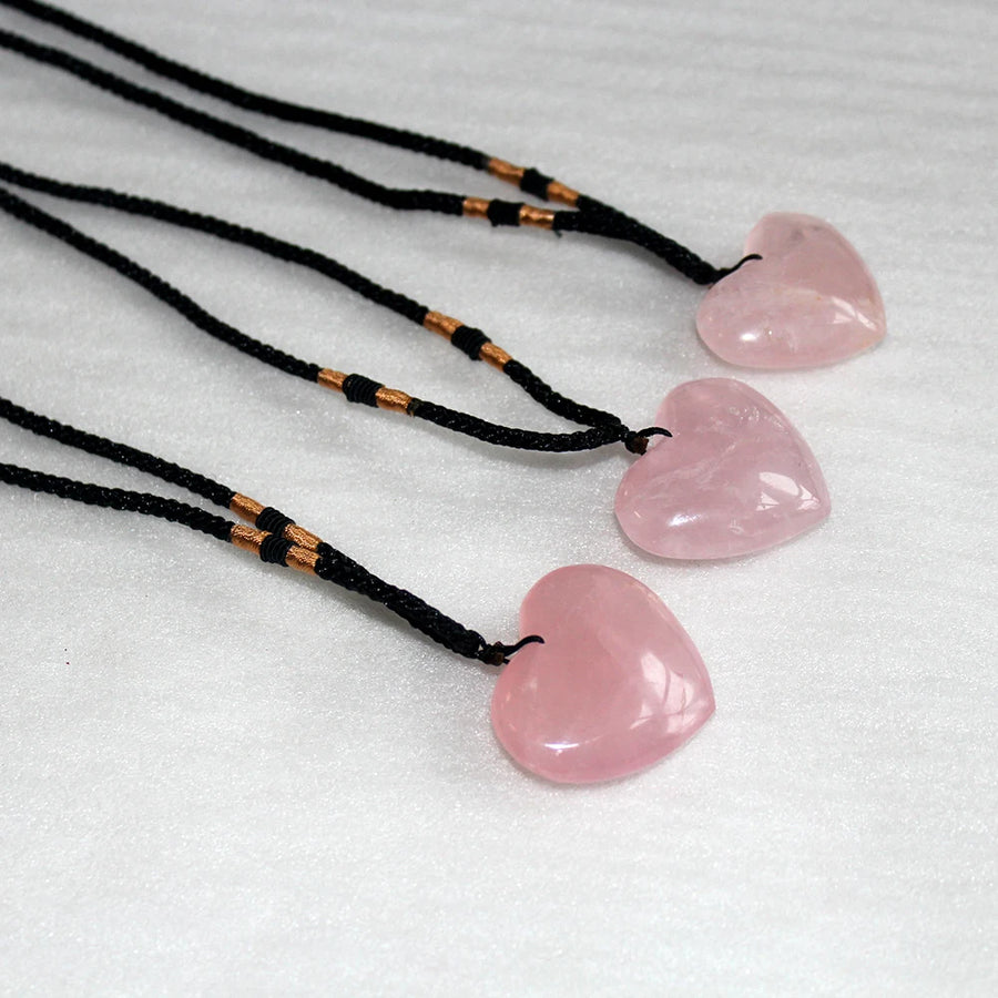 Natural Rose Quartz Heart Necklace