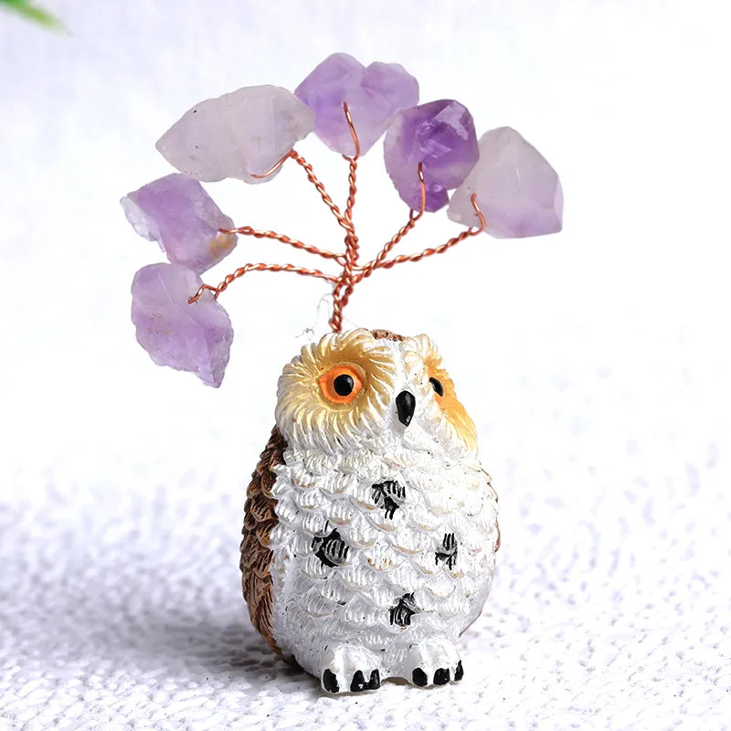 Natural Amethyst Owl Decor