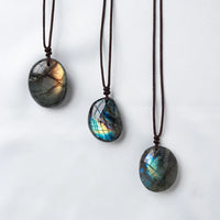 Natural Labradorite Pendant Necklaces Men Energy Quartz Necklaces Stones Ornament