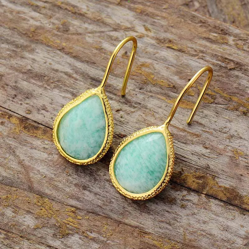 Natural Stone Teardrop Earrings