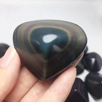 Natural Rainbow Obsidian Heart Palm Stone