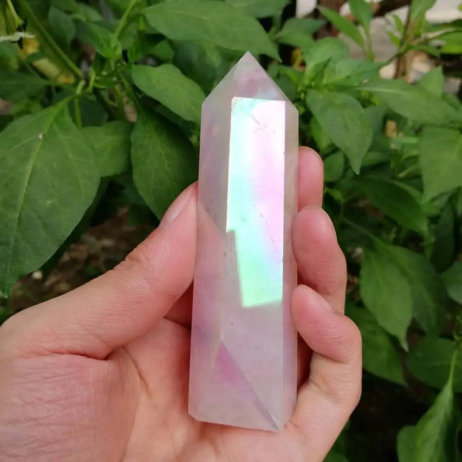 Natural Aura Rose Quartz Tower