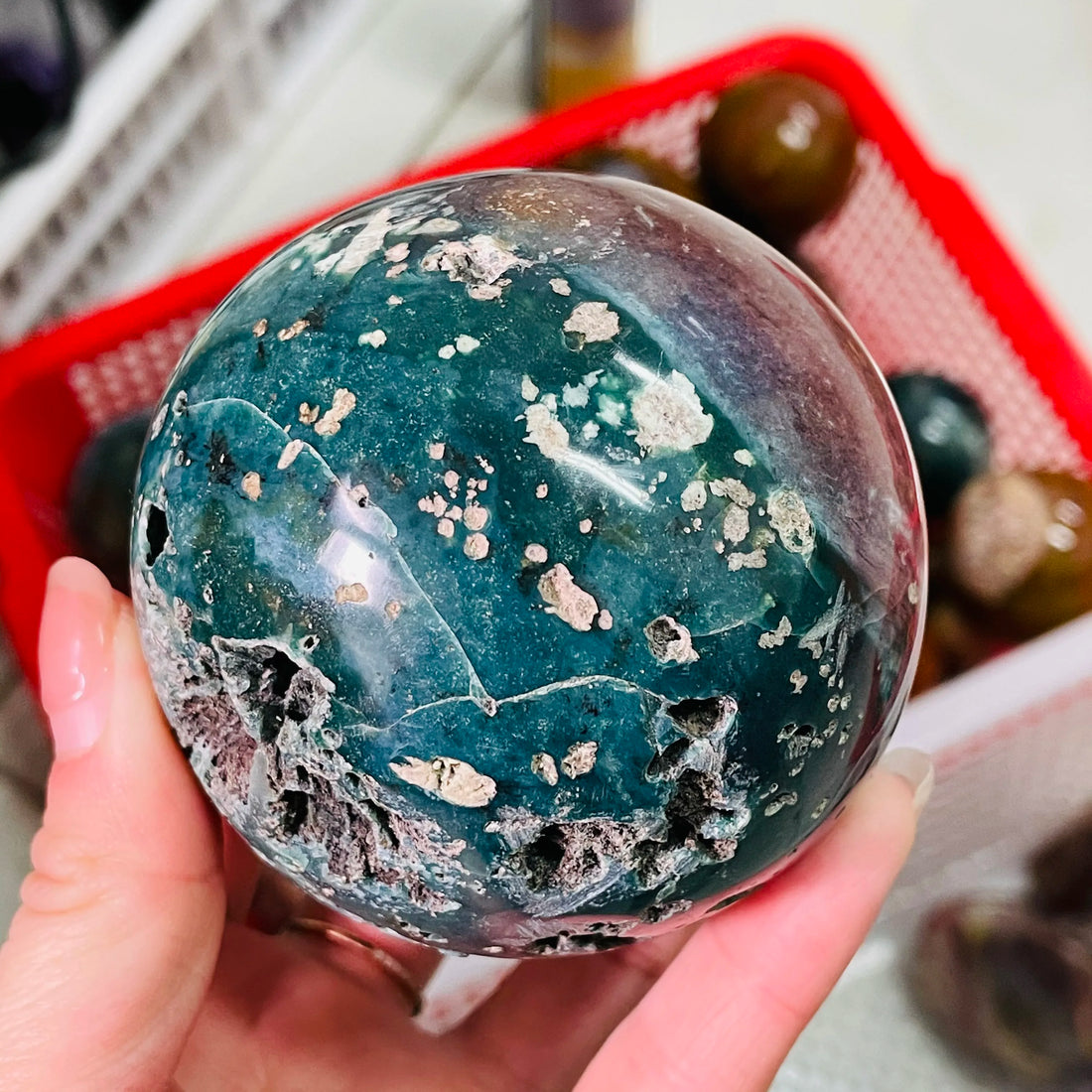 Natural Ocean Jasper Sphere