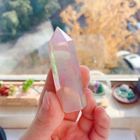 Natural Aura Rose Quartz Tower