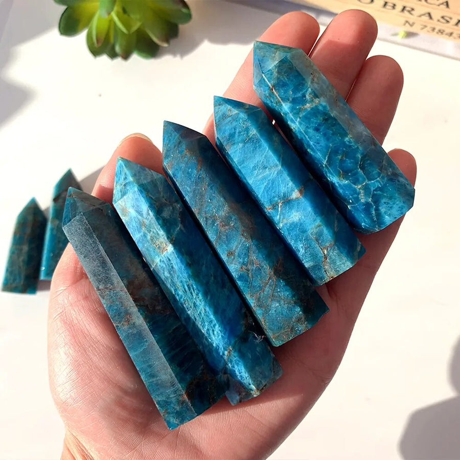 Natural Blue Apatite Tower