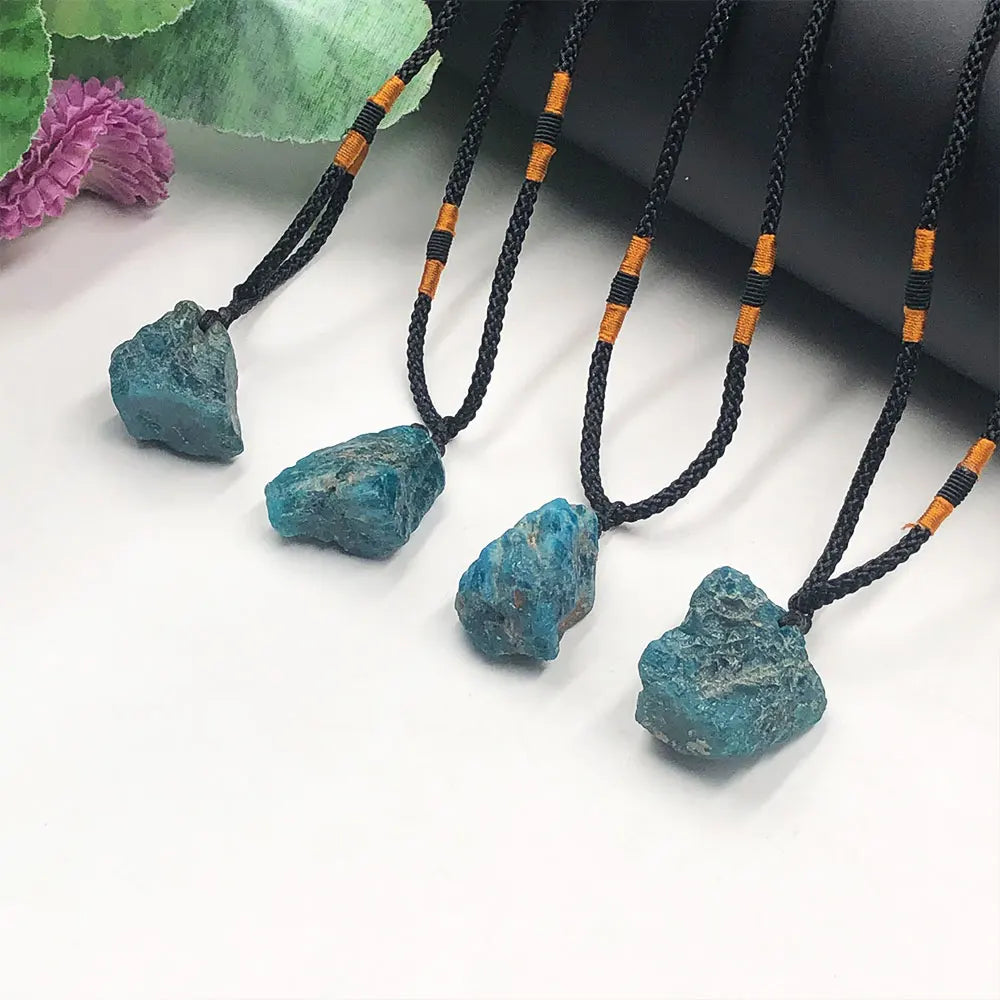 Natural Raw Blue Apatite Necklace