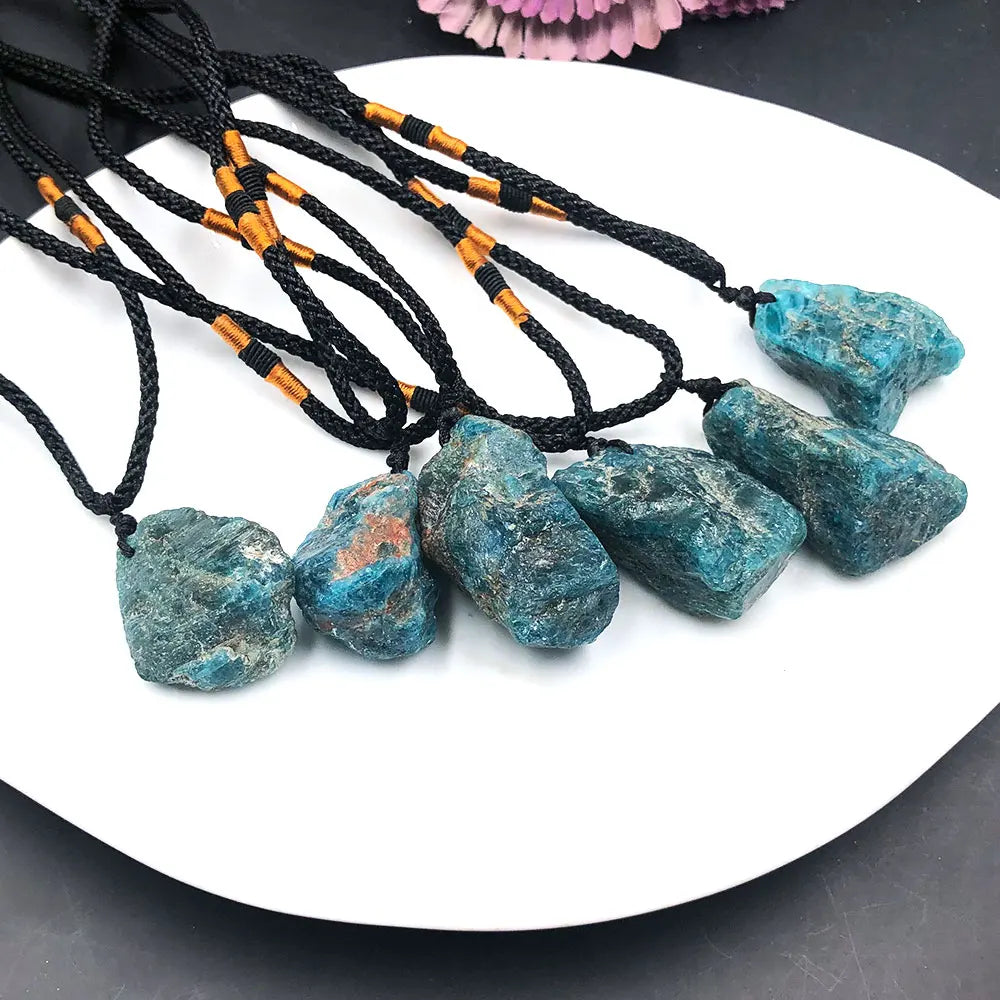 Natural Raw Blue Apatite Necklace