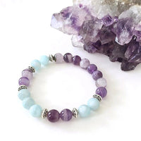 Natural Aquamarine Amethyst Crystal Bracelet