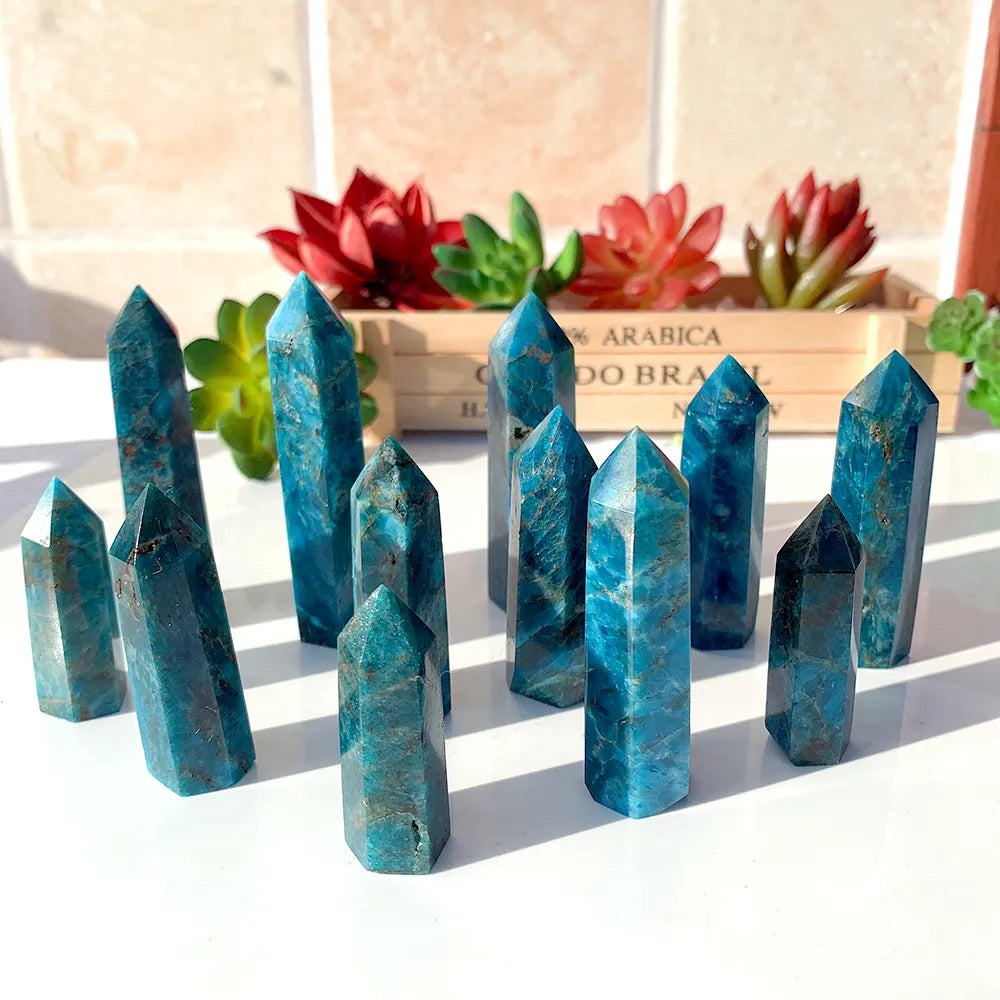 Natural Blue Apatite Tower