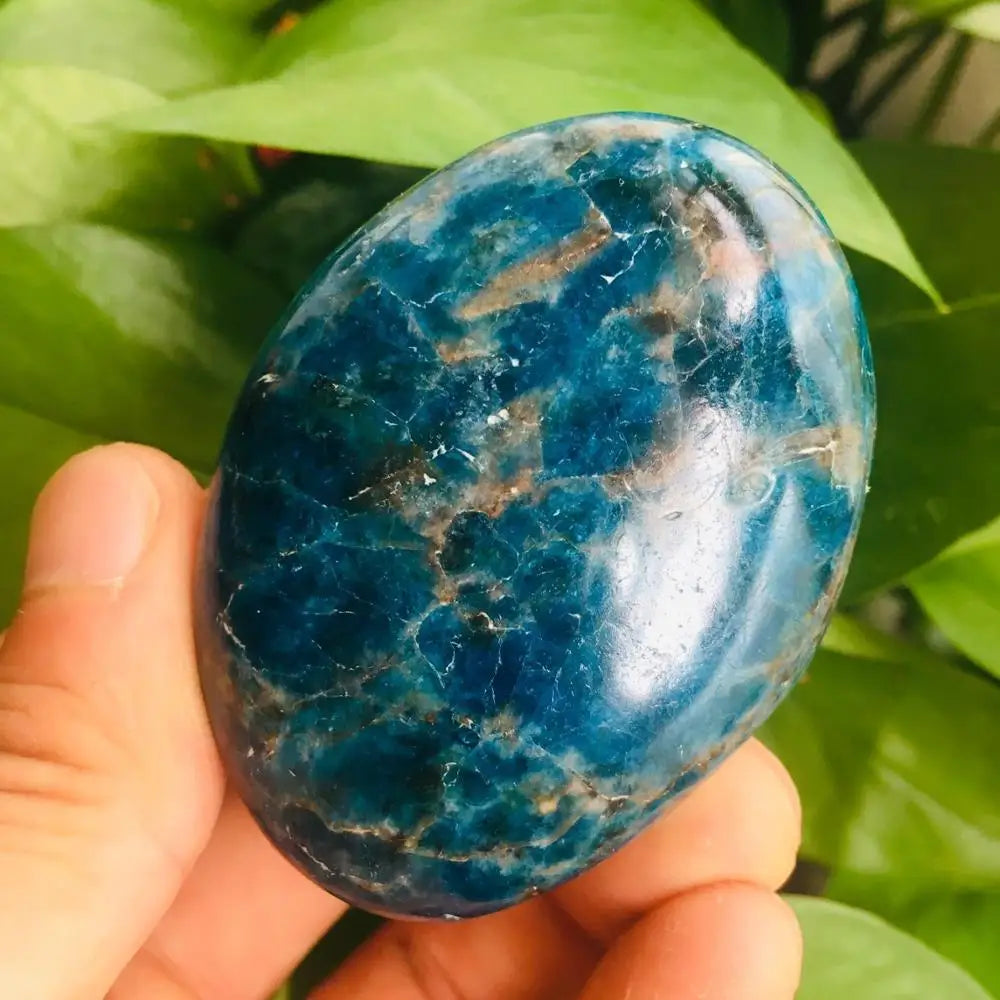 Natural Blue Apatite Palm Stone