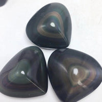 Natural Rainbow Obsidian Heart Palm Stone