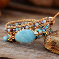 Boho Natural Stone Amazonite Beaded Bracelet