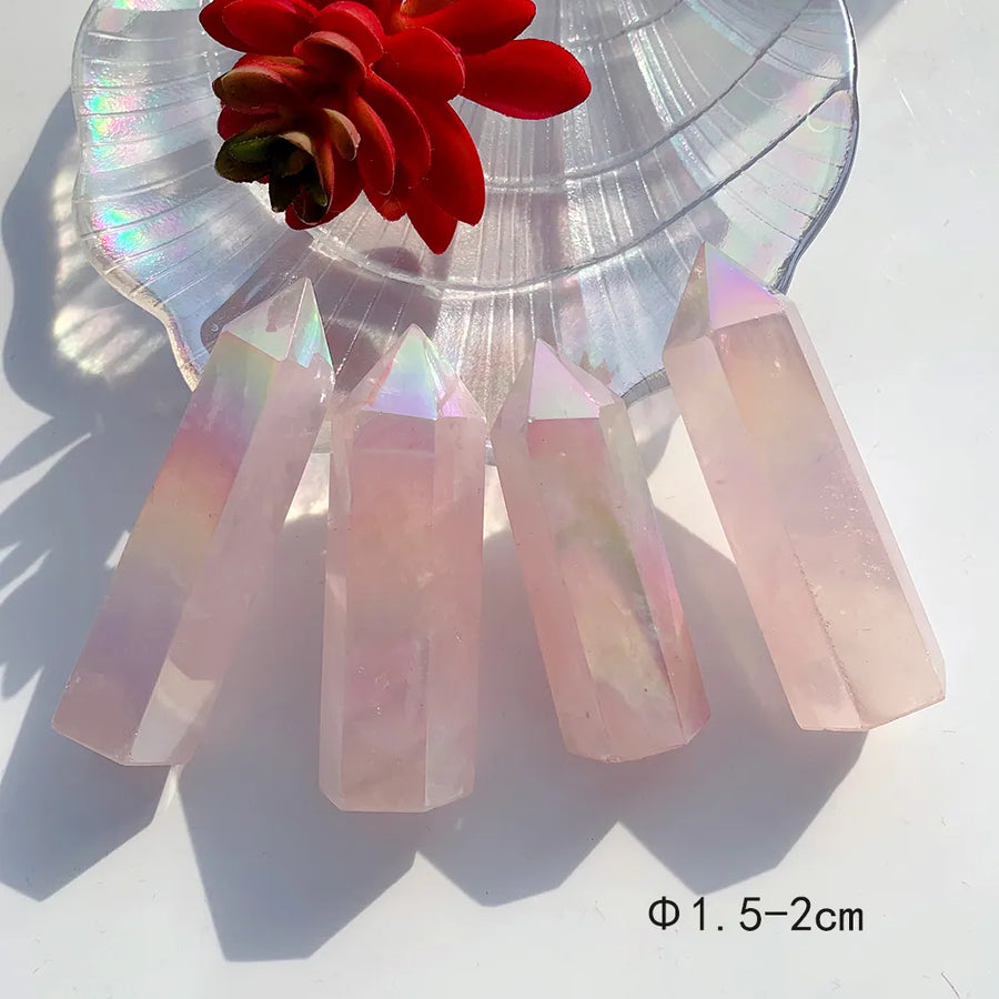 Natural Aura Rose Quartz Tower