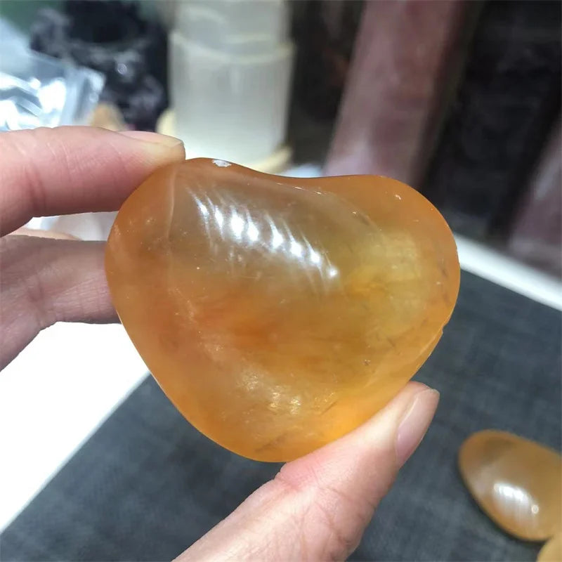 Natural Yellow Calcite Heart Carving