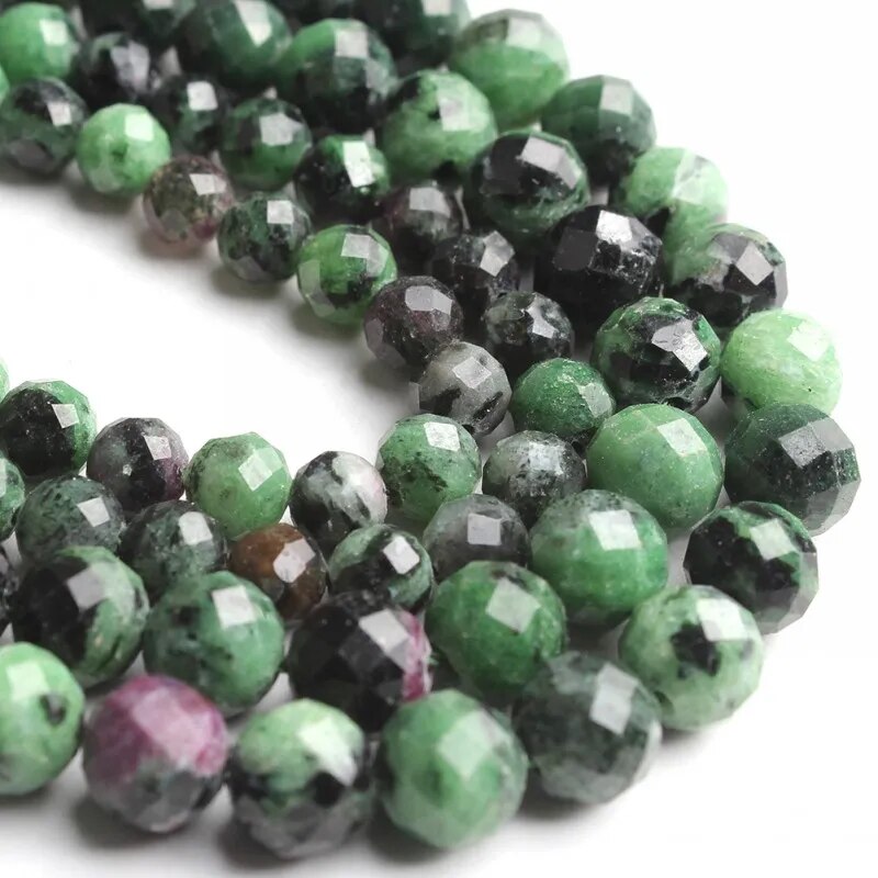 AAA Natural Faceted Green Rubys Zoisite Loose Spacer Bead Jewelry Making DIY Bracelet Necklace Accessories