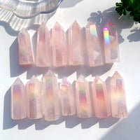 Natural Aura Rose Quartz Tower