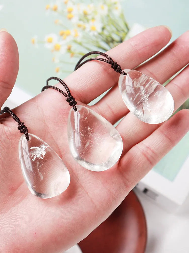 Natural Healing Clear Quartz Pendant Water Drop Necklace