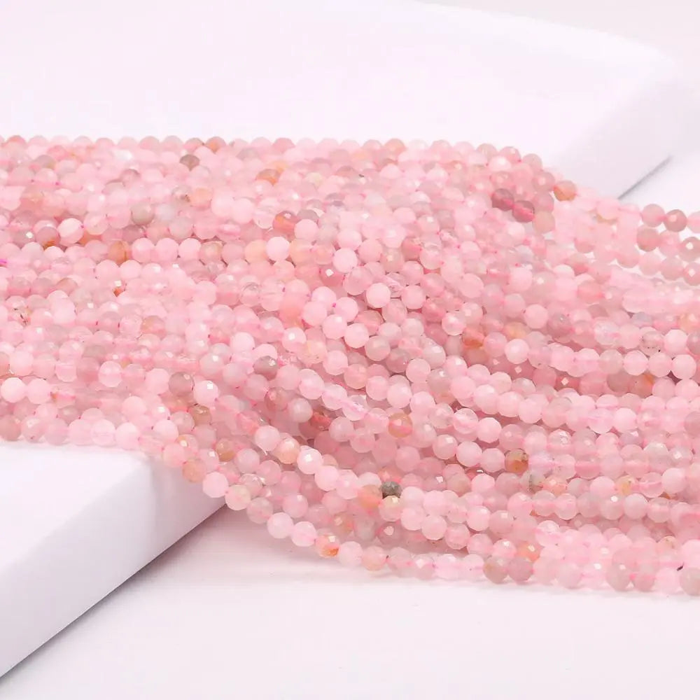 Natural Rose Quartz Faceted Round Bead