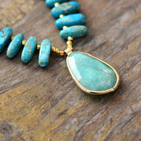 Unique Natural Stone Amazonite Pendant Necklace